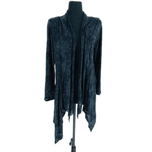 Chalet Black Burnout Waterfall Lightweight Cardigan Top Long Length Size S
